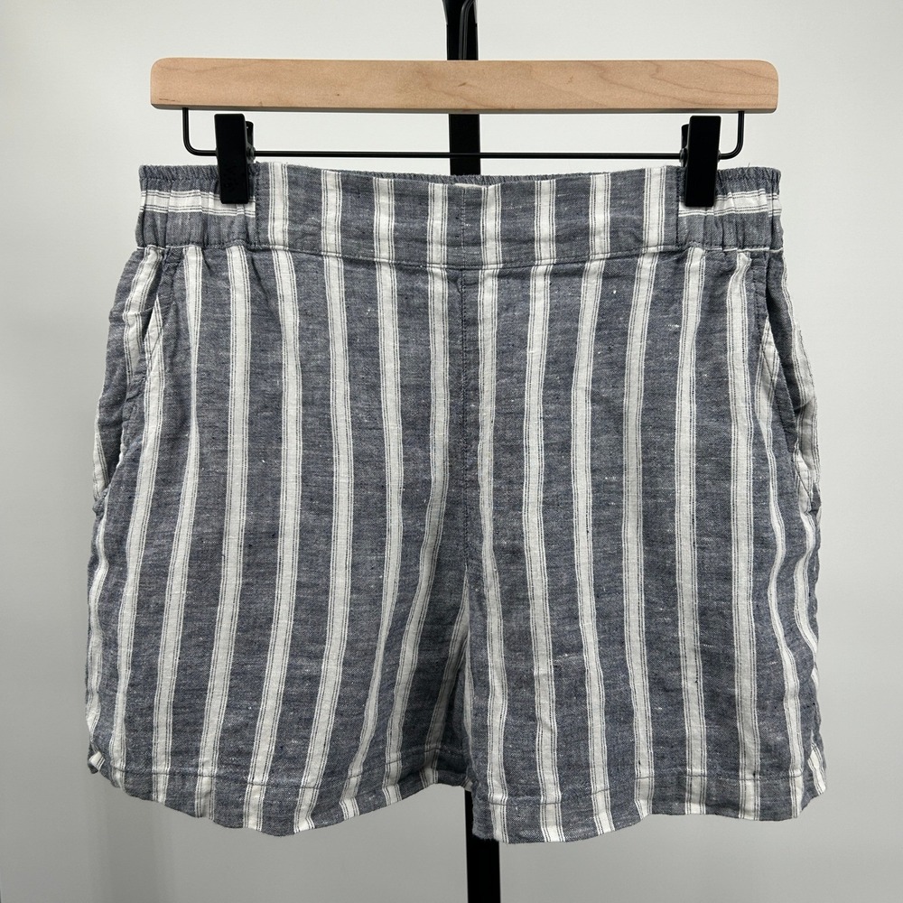 Christian Siriano New York 100% Linen‎ Striped Shorts Medium Quiet Luxury